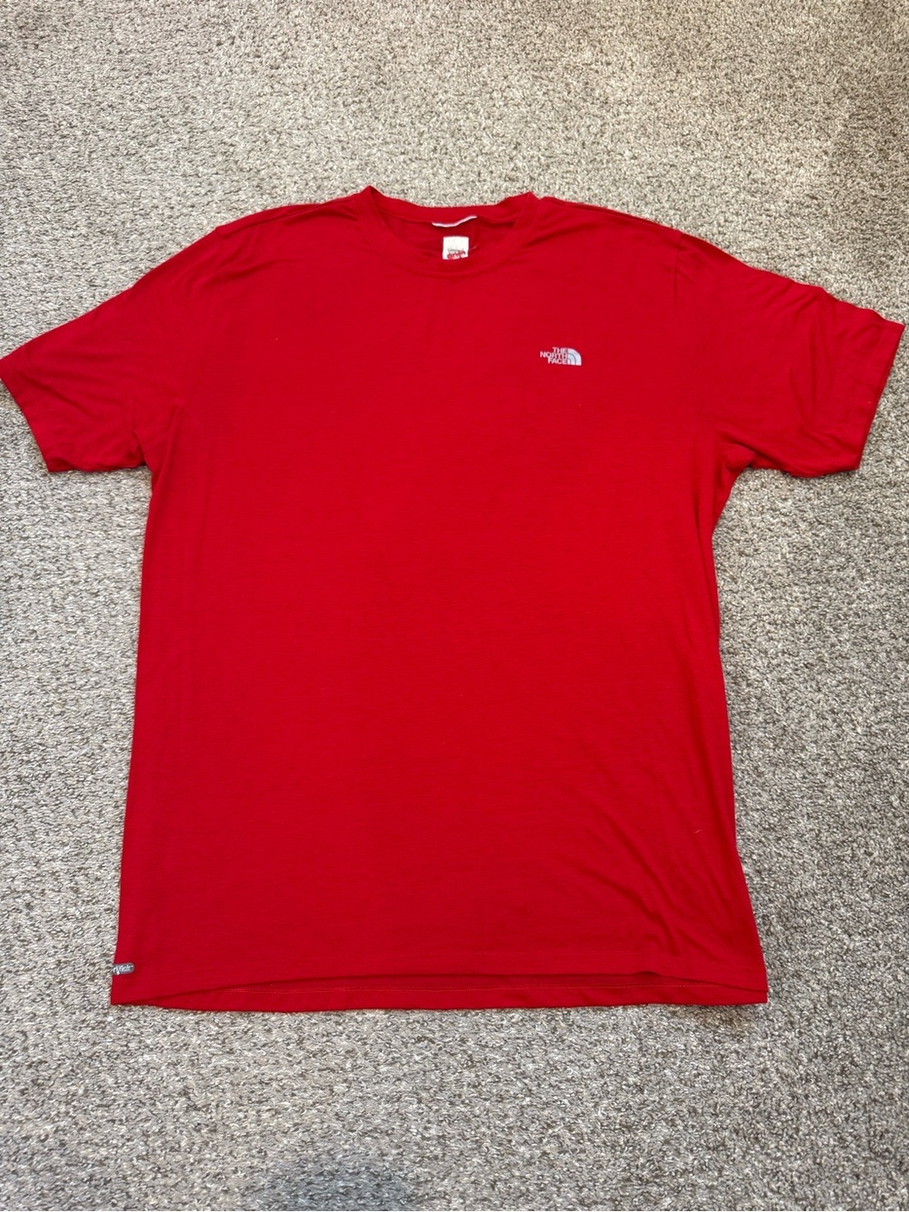 The North Face Men's Red Crew Tee with Small Left Chest Logo